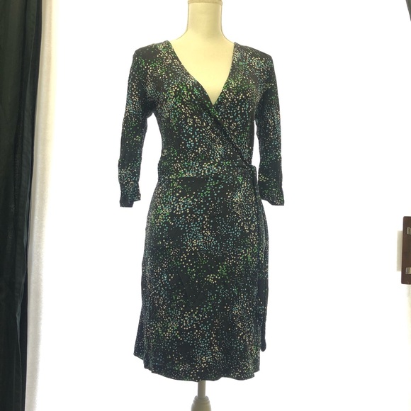 3$25 H&M wrap dot print dress size 4 3/4 sleeve - Picture 1 of 6